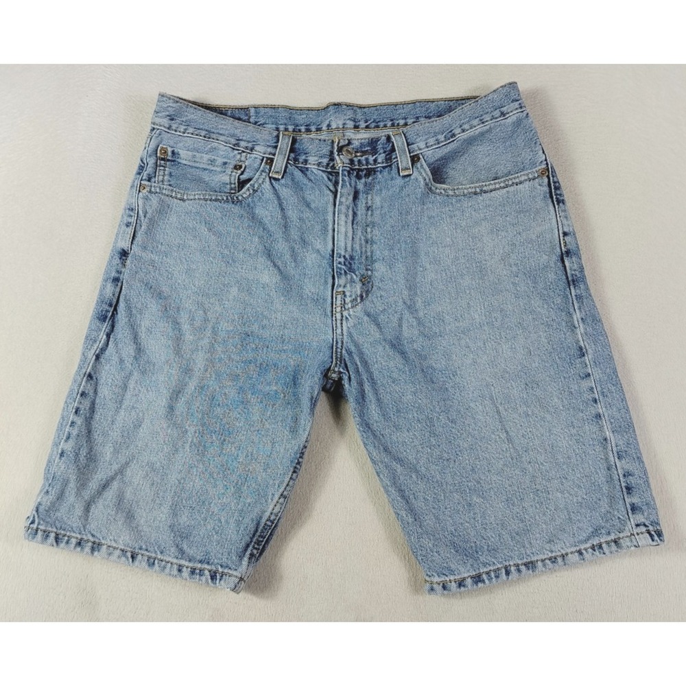 Levi's 505 Shorts Mens 34 Blue Denim Bermuda Light Wash 5 Pocket Jorts Summer